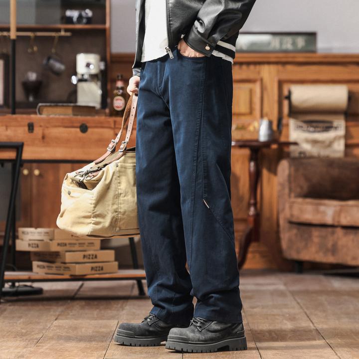 美式高端复古直筒加绒工装裤男秋冬新款宽松大码宽松纯棉休闲裤子