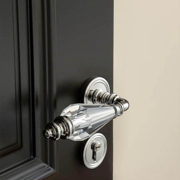 贝雷欧法式奶油风水晶门锁室内轻奢简约卧室门锁磁吸静音木门把手