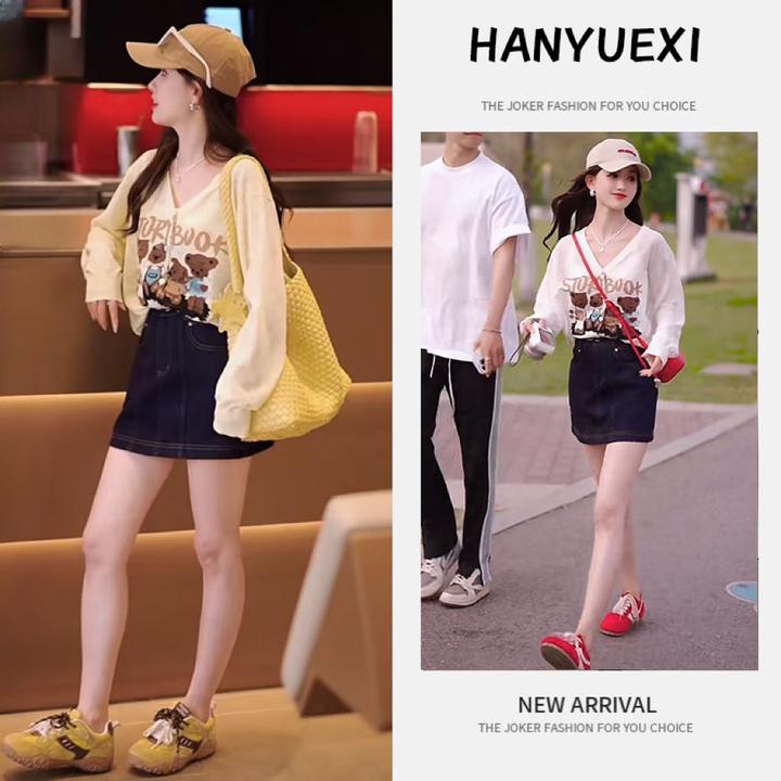 夏季时尚一整套女装2025新款爆款减龄卡通防晒上衣牛仔短裙两件套