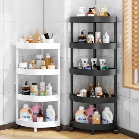 浴室置物架卫生间厕所洗澡间免打孔收纳架子洗手间落地三角置物架