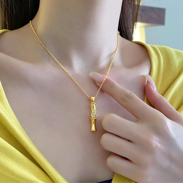 节节高升金色吊坠气质精致有你竹够冷淡风项链