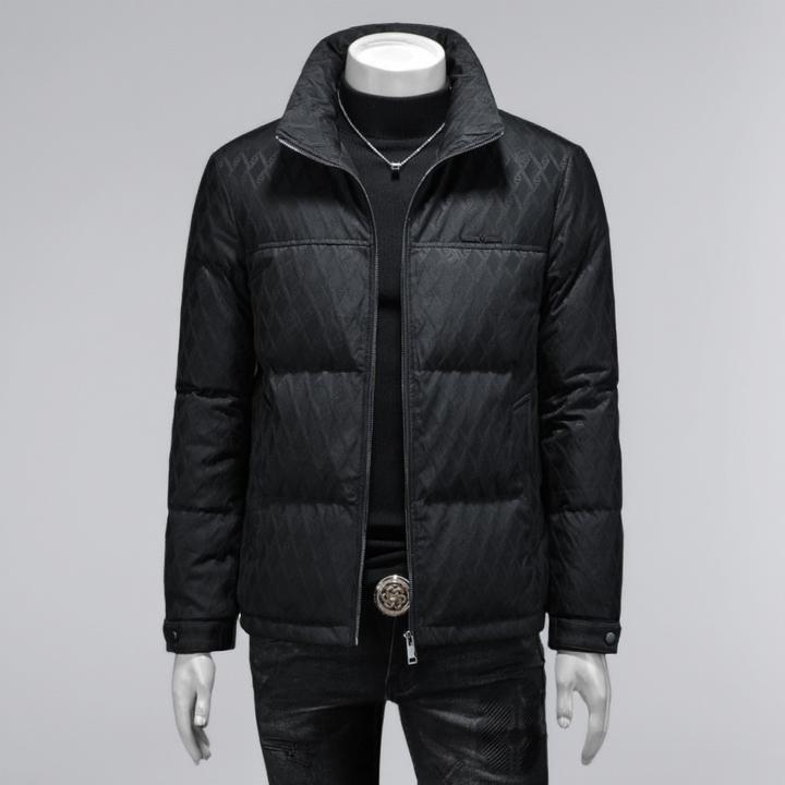 宾斯洛特立领提花羽绒服男休闲秋冬新款男士时尚大码青年加厚外套