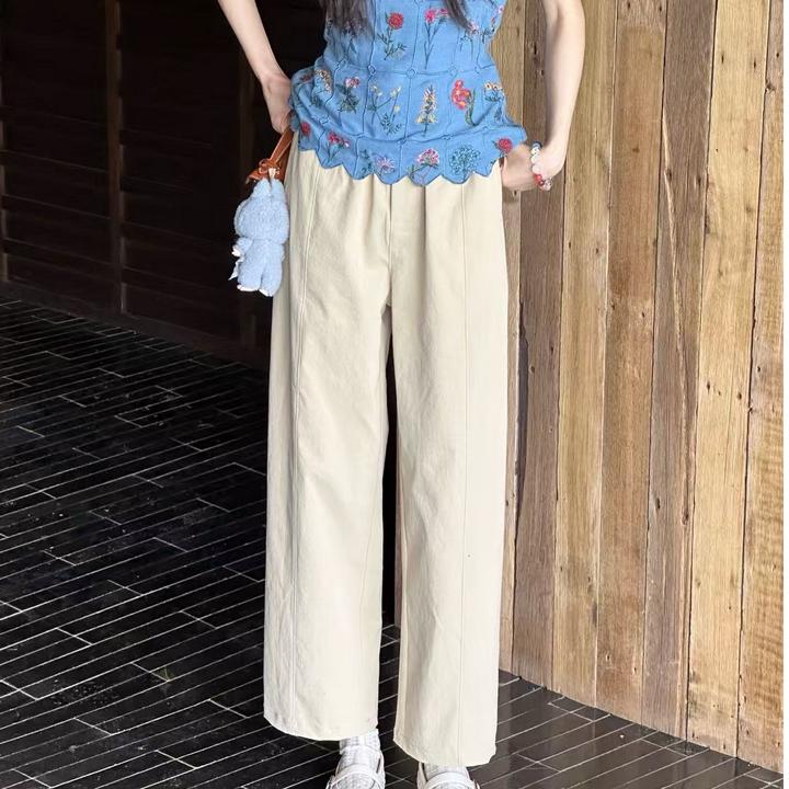 OUDOCKEE 鸥鸥 【小红扣】复古卡其高腰显瘦休闲裤 K2503G519T