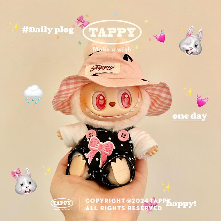 挞皮拉布布labubu坐坐派可穿原创粉墨蝴蝶结露营玩偶手工可爱娃衣