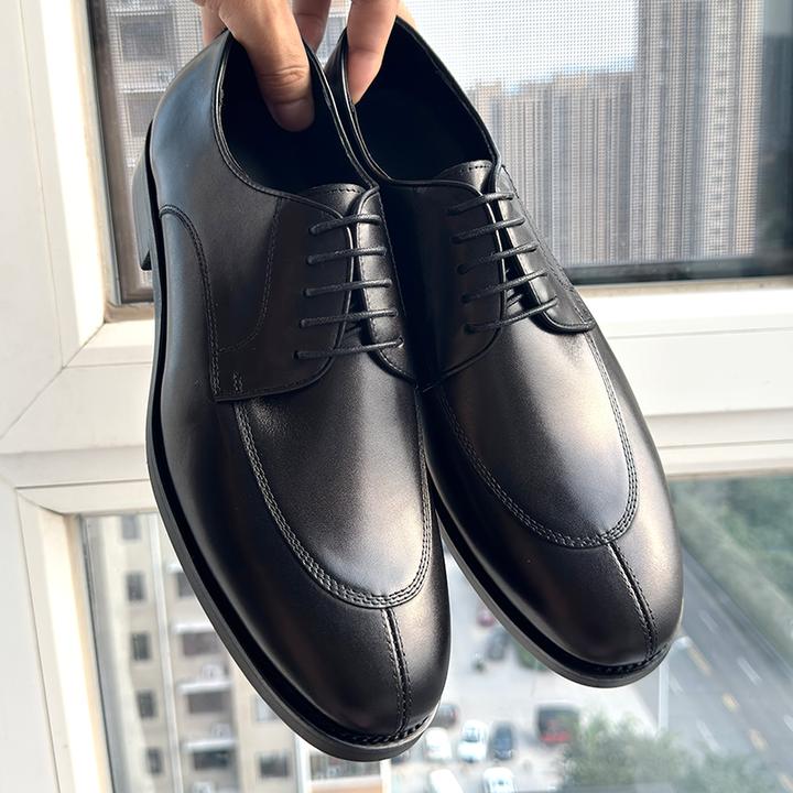 痞帅返潮复古cleanfit分裂头德比鞋男真皮黑色简约休闲轻熟风皮鞋