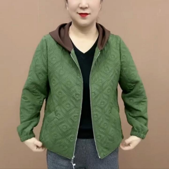 《专柜品质》春秋气质时尚休闲百搭连帽提花菱格潮流妈妈装外套5