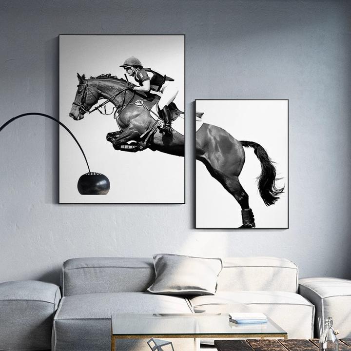 轻奢客厅装饰画马高端组合墙画现代高档卧室壁画餐厅挂画高级感