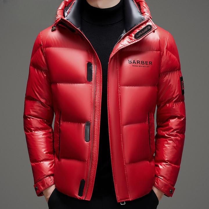 高端羽绒服2025冬季新款男士红色本命年时尚短款白鸭绒外套