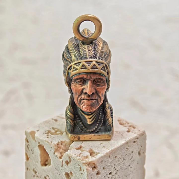 黄铜吊坠 印第安酋长原创设计民族风简约欧美时尚吊坠美式硬汉