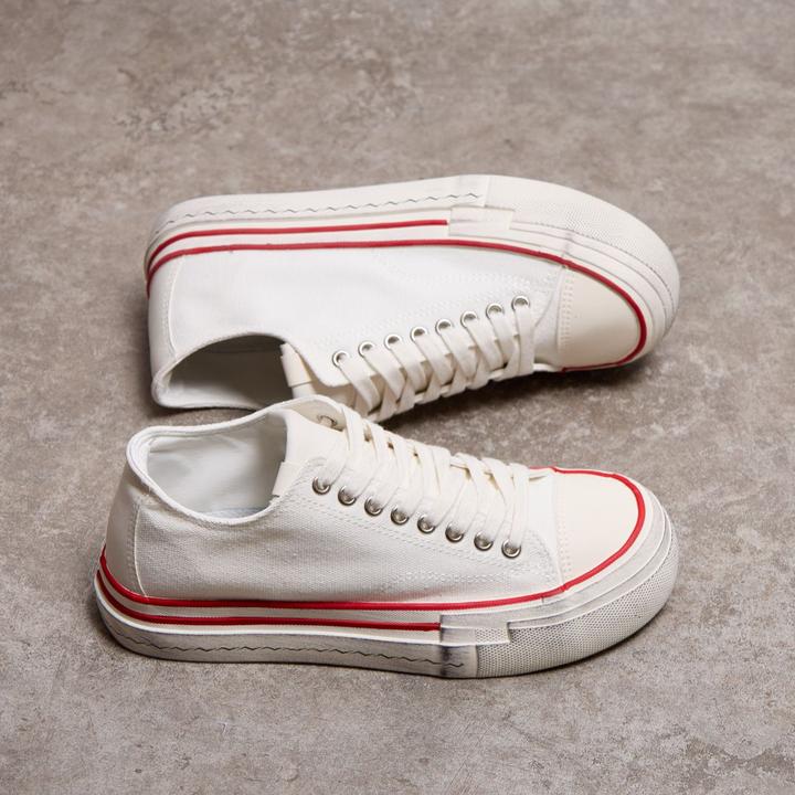 小众设计复古帆布鞋男夏硫化鞋厚底小白鞋低帮增高休闲鞋潮流板鞋