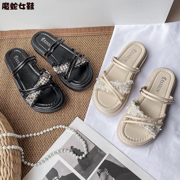 【万达撤柜】网红高跟凉拖鞋两穿女2025年春季新款厚底小清新外鞋罗