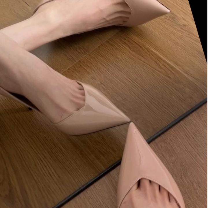 月光女神2025年春季新款羊皮尖头高跟鞋细跟高跟鞋女细跟高级感