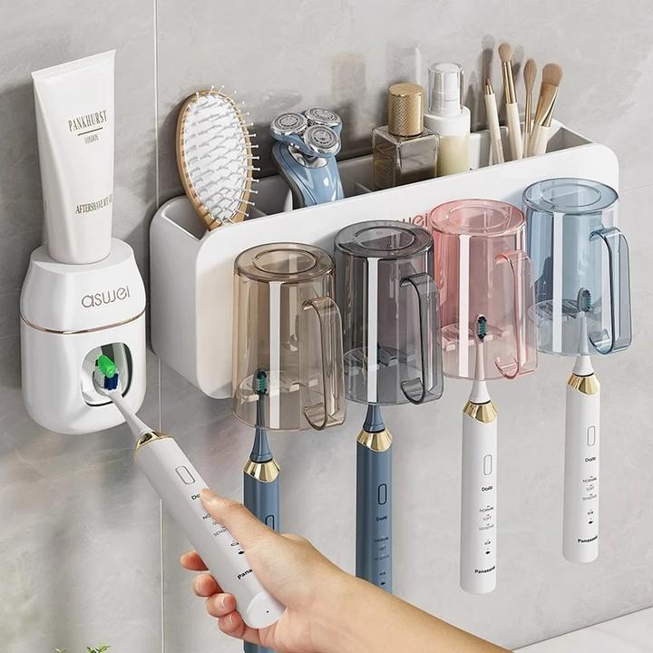 牙刷置物架免打孔卫生间漱口杯刷牙杯挂架壁挂式牙刷牙膏收纳牙缸