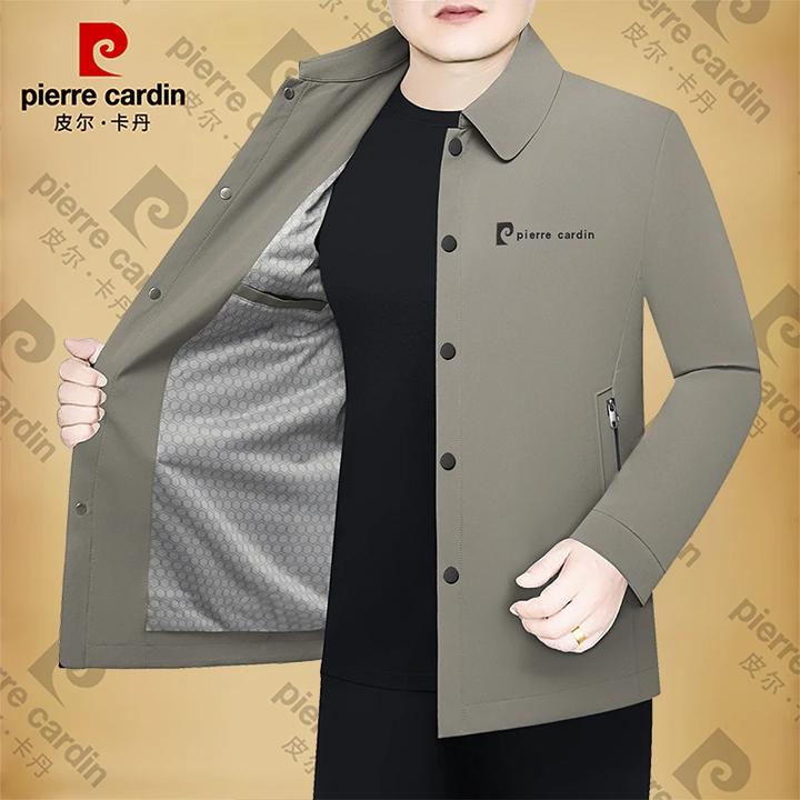 皮尔卡丹外套男装春秋季新款春秋夹克翻领高档外套潮茄克商务休闲