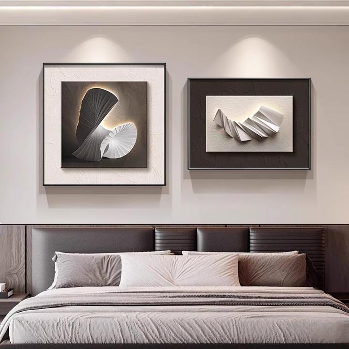 轻奢极简卧室床头装饰画几何抽象房间主卧墙面挂画高级感餐厅壁画