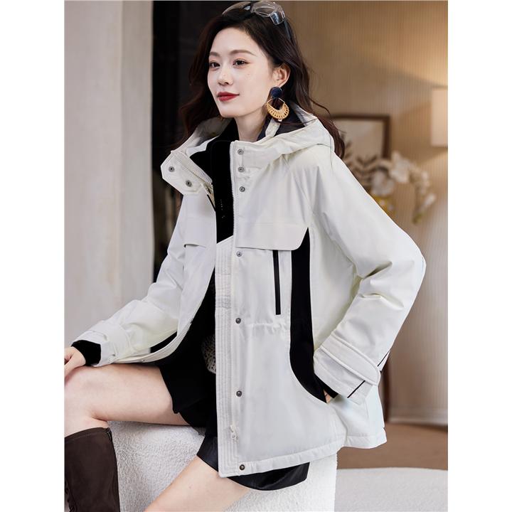 DUCURNO工装风连帽羽绒服女冬季2025新款时尚休闲气质保暖外套潮