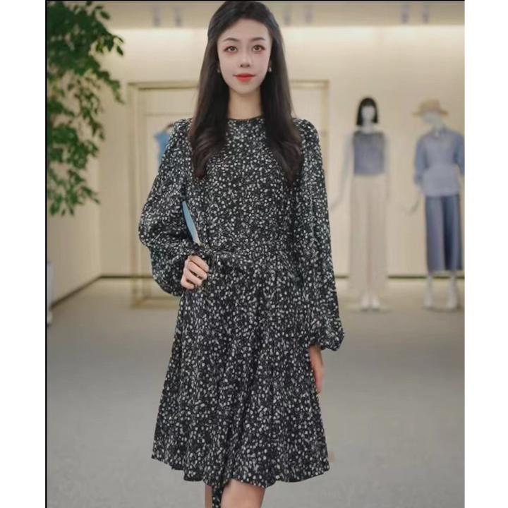 哥弟 精致长袖气质显瘦连衣裙150047