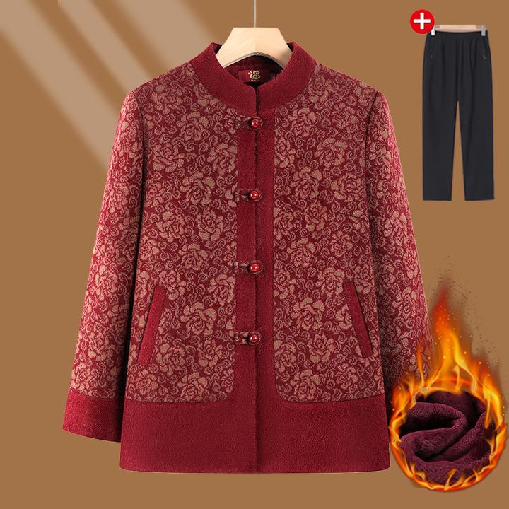 老年人冬装外套女奶奶唐装秋冬喜婆婆婚宴妈妈喜庆老太太加绒衣服