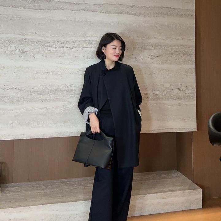 TANTAN 气质休闲百搭中短款秋冬风衣外套3211