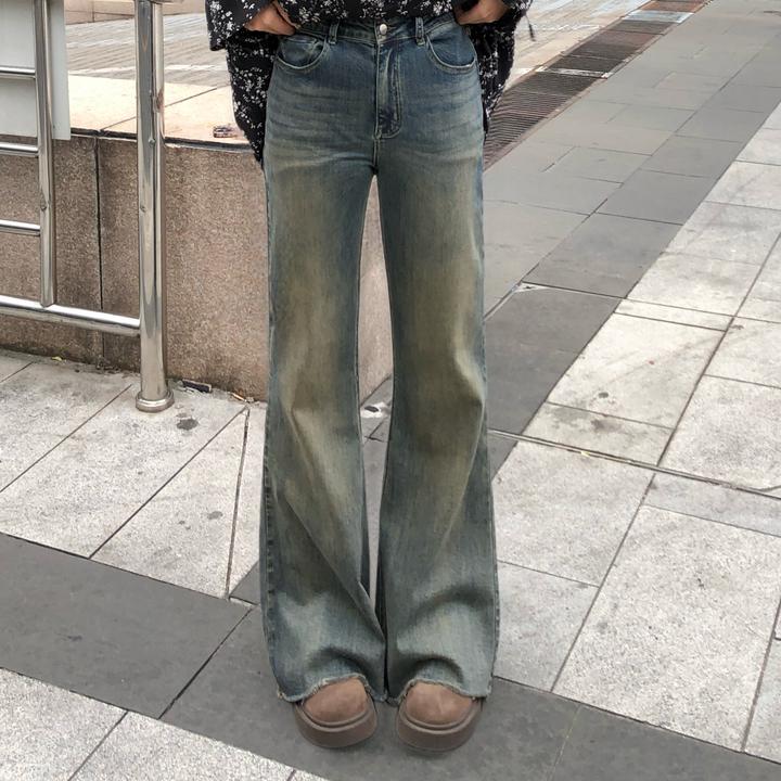 盈盈&南岛风大码女装2025复古微喇胖mm显瘦百搭拖地牛仔裤ZYY101