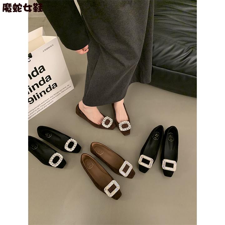 【万达撤柜】低跟温柔水钻单鞋晚晚鞋春秋小众鞋配裙子黑色小香风小