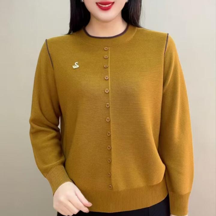 春款长袖针织衫2025韩版中老年妈妈装新款宽松百搭减龄女装打底衫