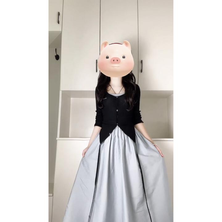 夏季穿搭一整套高级感韩系修身显瘦黑色针织开衫独特别致连衣裙子