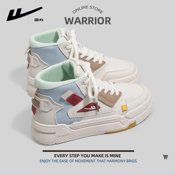 Warrior/回力女鞋高帮休闲鞋秋季潮流情侣厚底增高潮鞋百搭小白鞋