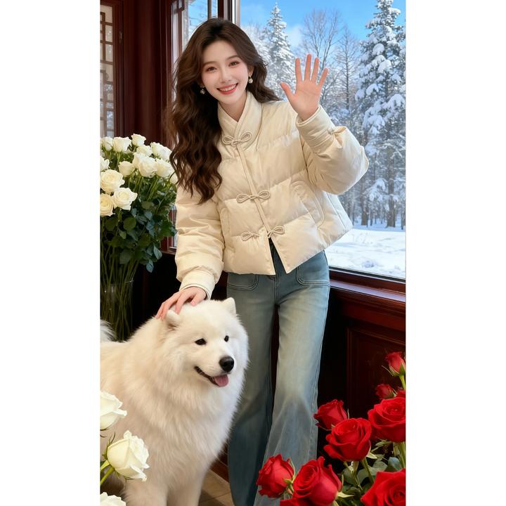 优雅国风盘扣棉服欧版冬季款设计简约高级冬日国风气质风格