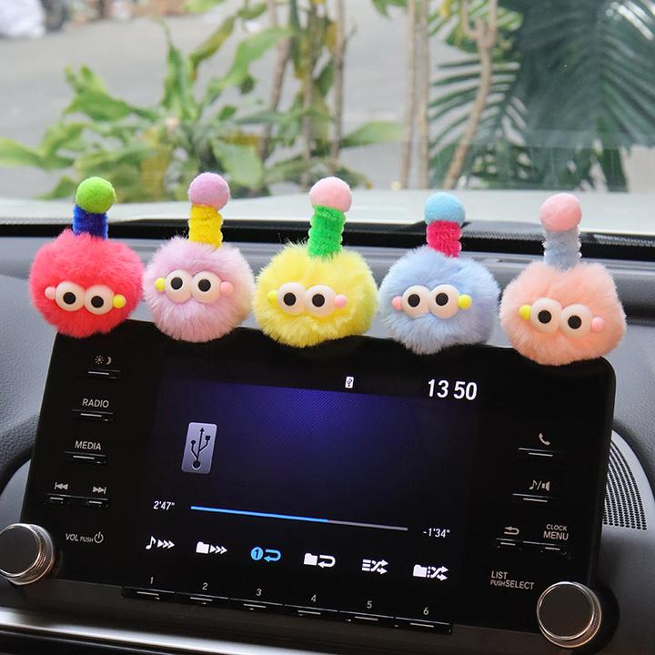 可爱天线毛球车载摆件汽车电动车装饰品小摆件汽车可爱可爱小摆件