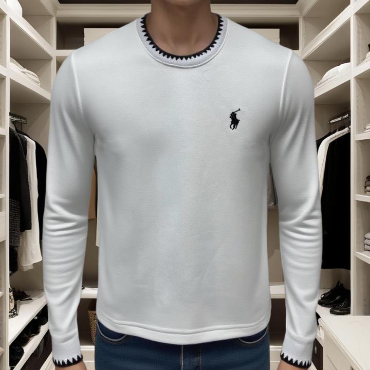 男士2025秋季拼接长袖刺绣常规款圆领拼色T恤针织秋冬显瘦ins韩版