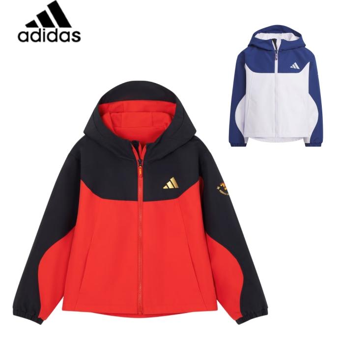 adidas/阿迪达斯25春新年款撞色运动休闲宽松连帽夹克外套KB0577