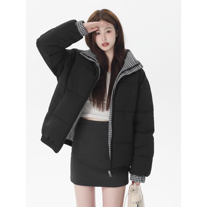 YWBY冬季加厚保暖棉服棉衣女假两件立领宽松潮流休闲高级感外套