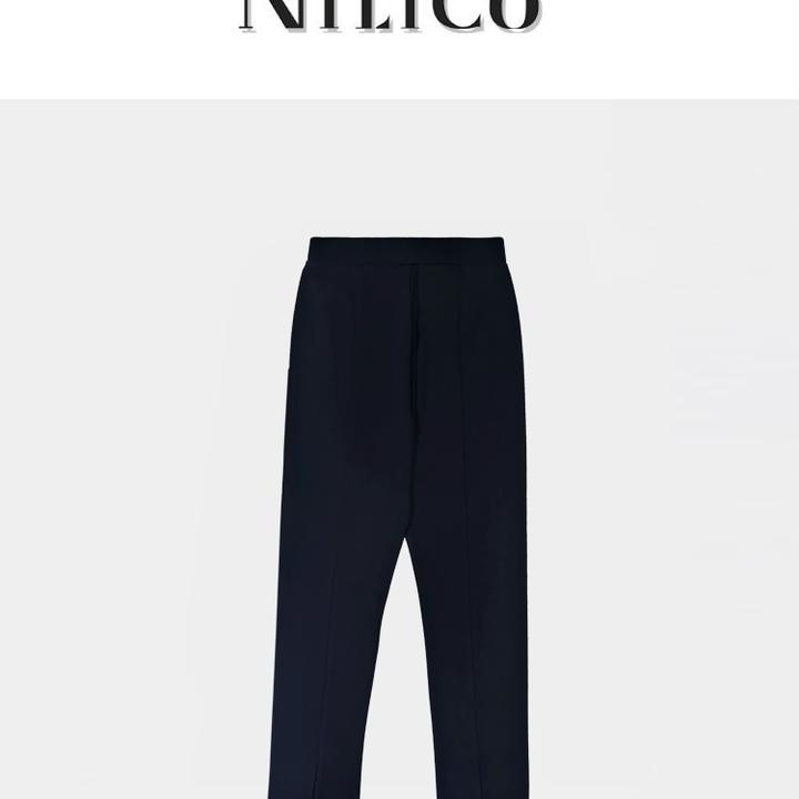 NILICO【解压裤】超柔针织弹力松紧腰简约通勤设计感下摆开叉休闲裤