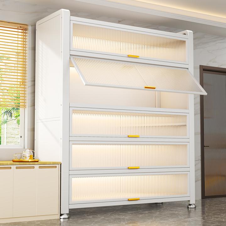 『多功能』大容量厨房微波炉置物架带门落地多层碗柜锅具防尘储物柜