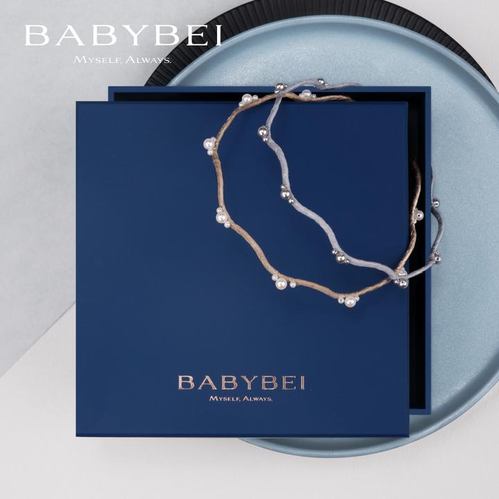 BABYBEI/初贝豆豆高亮珠超细版发箍波浪隔三珠优雅气质简约米灰