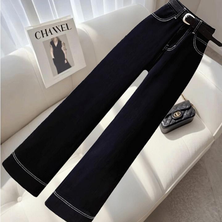 深色直筒裤女2025新款春季高腰显瘦休闲裤今年流行的爆款裤子