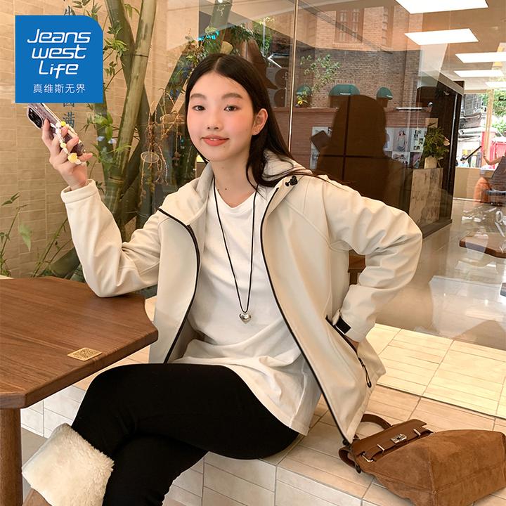 真维斯无界三防外套2025新款女秋季连帽百搭运动旅行休闲耐脏夹克