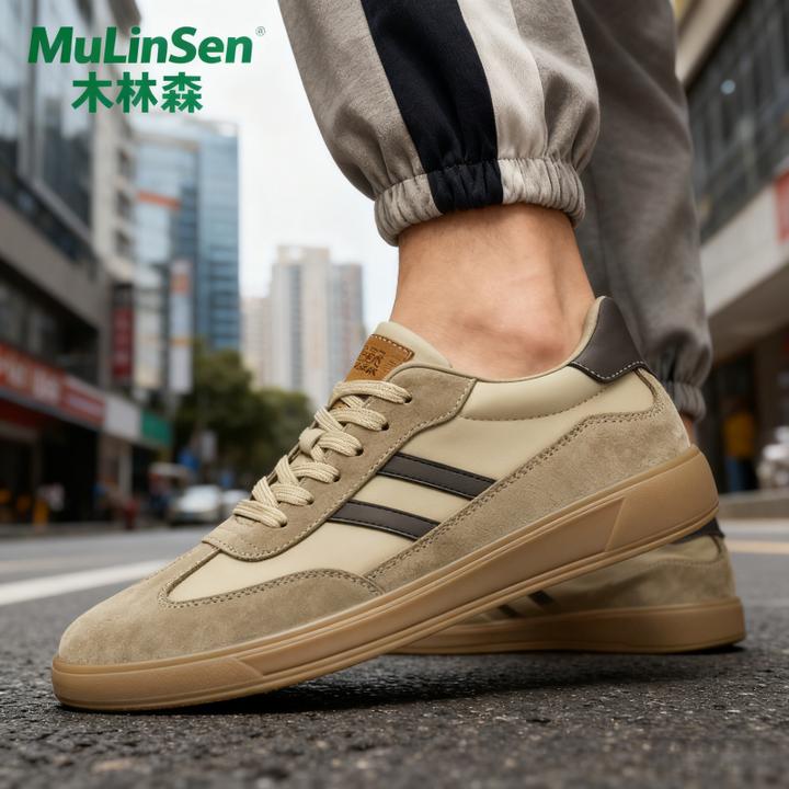 木林森百搭冬季低帮男士休闲鞋潮德训鞋软底时尚鞋子春季舒适新款