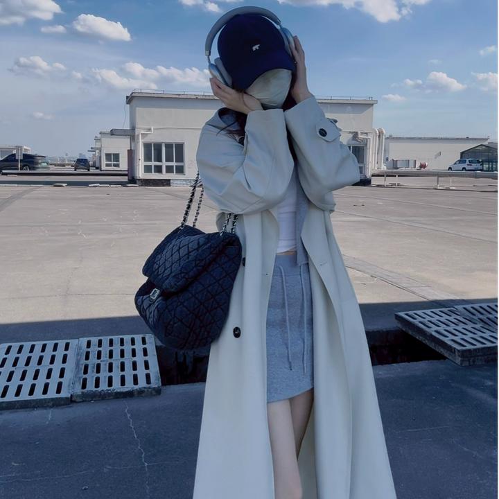 降温了【原版首发】可拆卸假两件连帽少女风秋季中长款风衣外套女