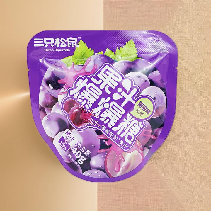 节日糖果零食办公室下午茶三只松鼠爆破果果糖出游软糖独立包装