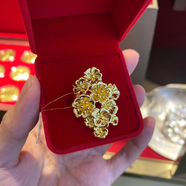 戒指金色大花环个性时尚百搭古法气质优雅轻奢送老婆精真金