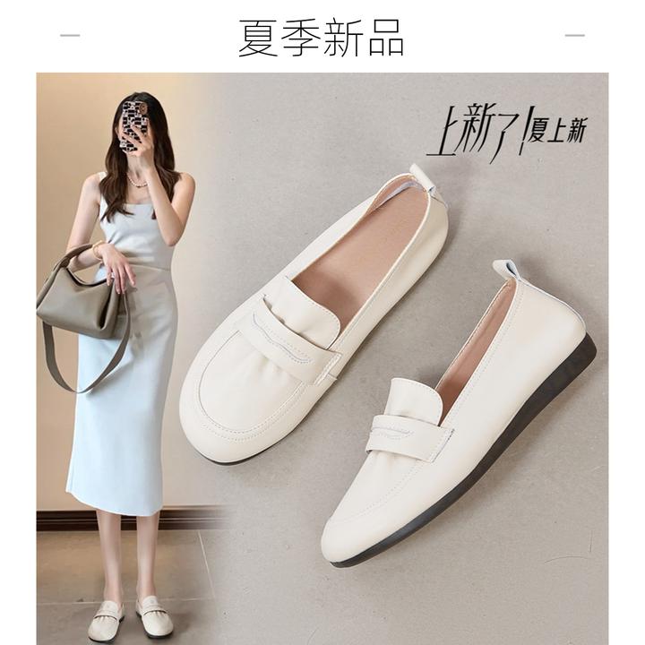 ZHR圆头乐福鞋新款软底百搭单鞋休闲妈妈鞋夏季新品母亲节鞋子