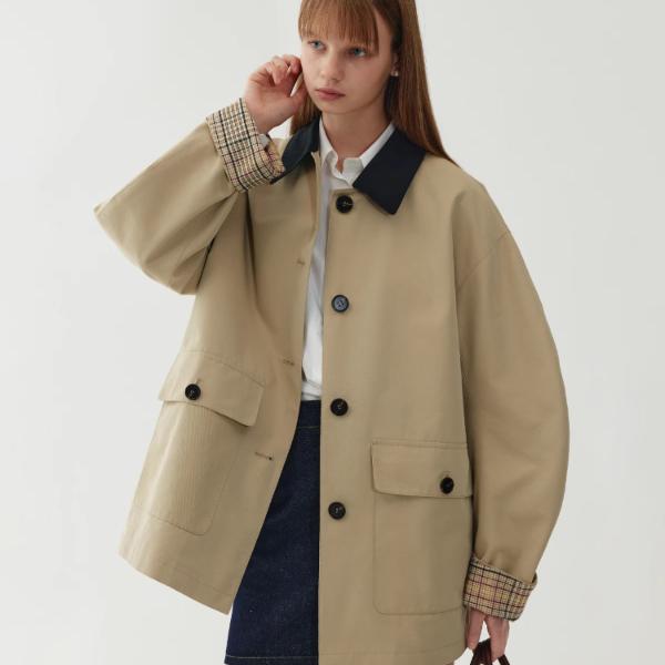 Benview【巴顿庄园】格子外套早春秋2025年新款小个子学院风设计感