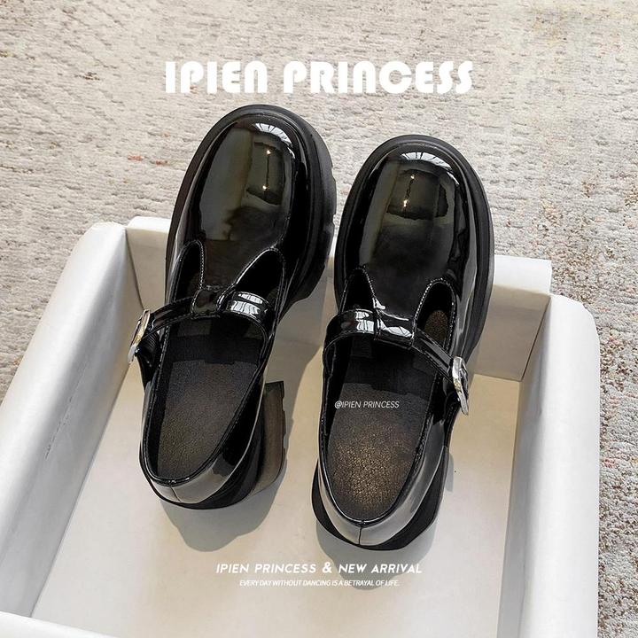 网红小个子内增高小皮鞋一字扣单鞋2025春季新款学院风玛丽珍鞋女