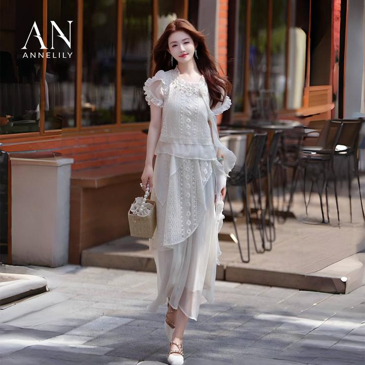 ANNELILY安一凡【梦乔】新款轻奢气质百搭大气半裙套装AT2505083