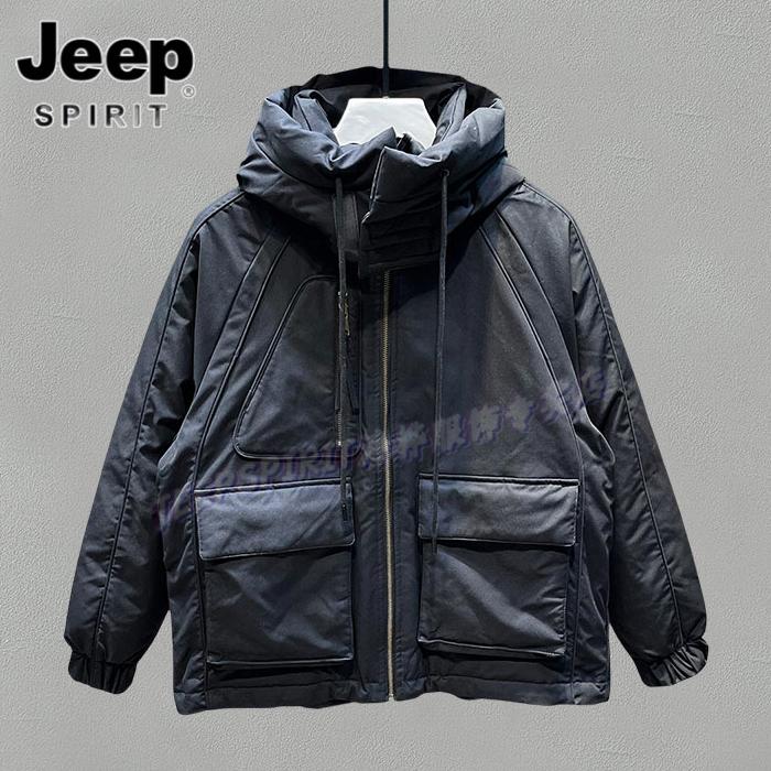 Jeep吉普男士多口袋羽绒衣工装棉服外套冬季羽绒服加厚保暖派克服