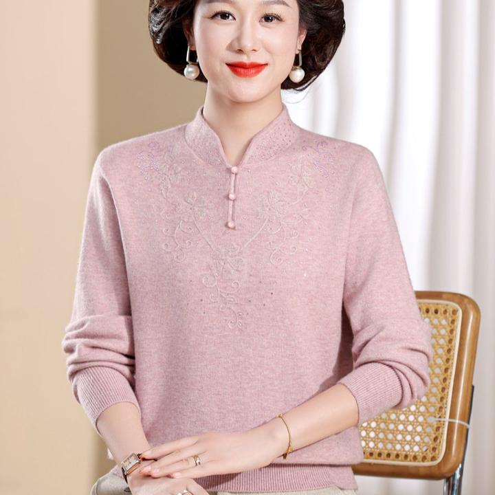 2025新款胖妈妈秋装打底小衫中老年人春秋毛衣女大码加肥遮肚上衣
