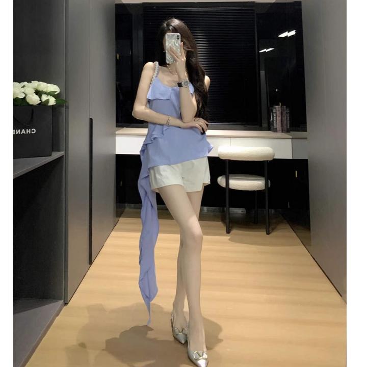 【现货】吊带背心女2025夏季新款减龄时尚洋气飘带气质小众百搭上衣