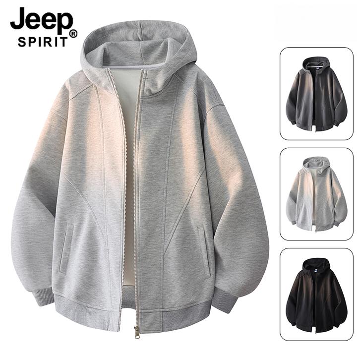 JEEPSPIRIT吉普开衫卫衣男士秋冬季宽松休闲连帽潮牌冬款外套男款